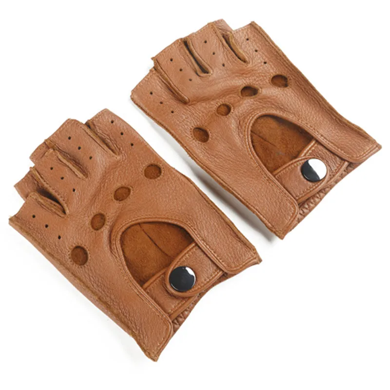 Men's Genuine Leather Fingerless Gloves