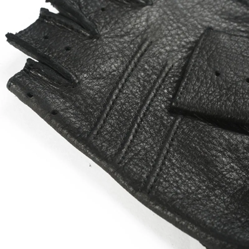 Men's Genuine Leather Fingerless Gloves