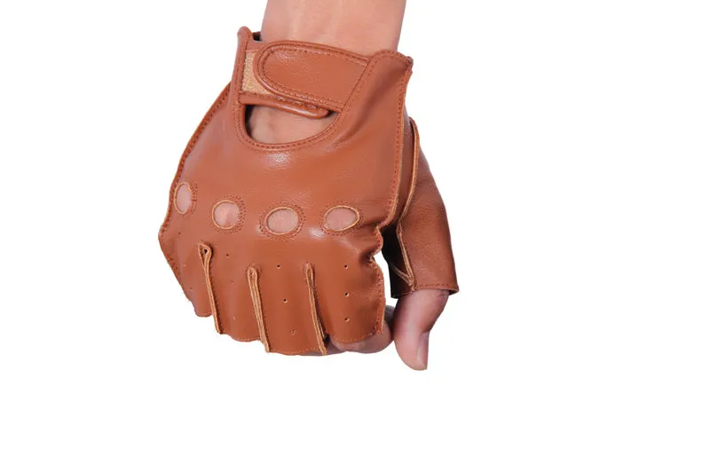 Men's Genuine Leather Fingerless Gloves