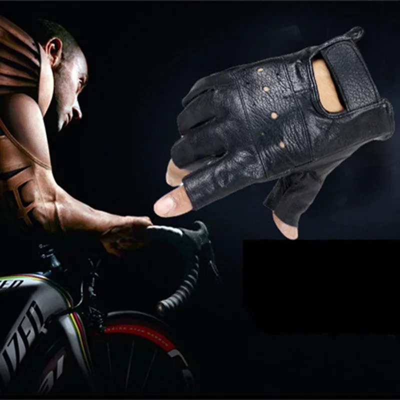 Men's Leather Fingerless Gloves For Fitness