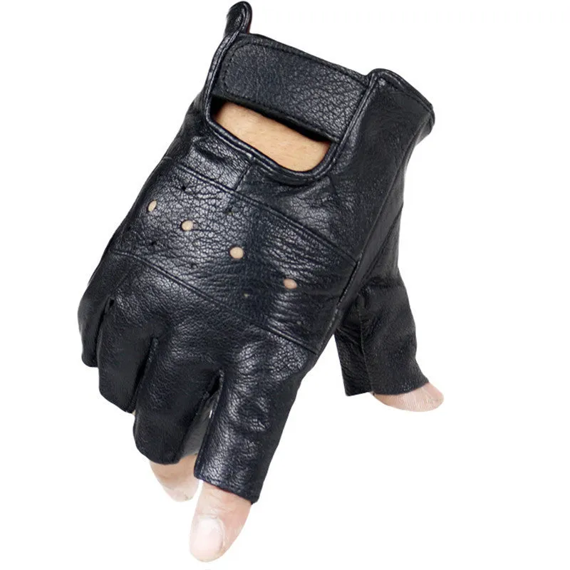 Men's Leather Fingerless Gloves For Fitness