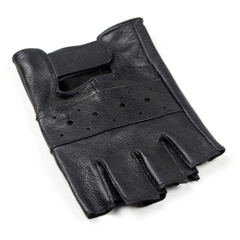 Men's Leather Fingerless Gloves For Fitness