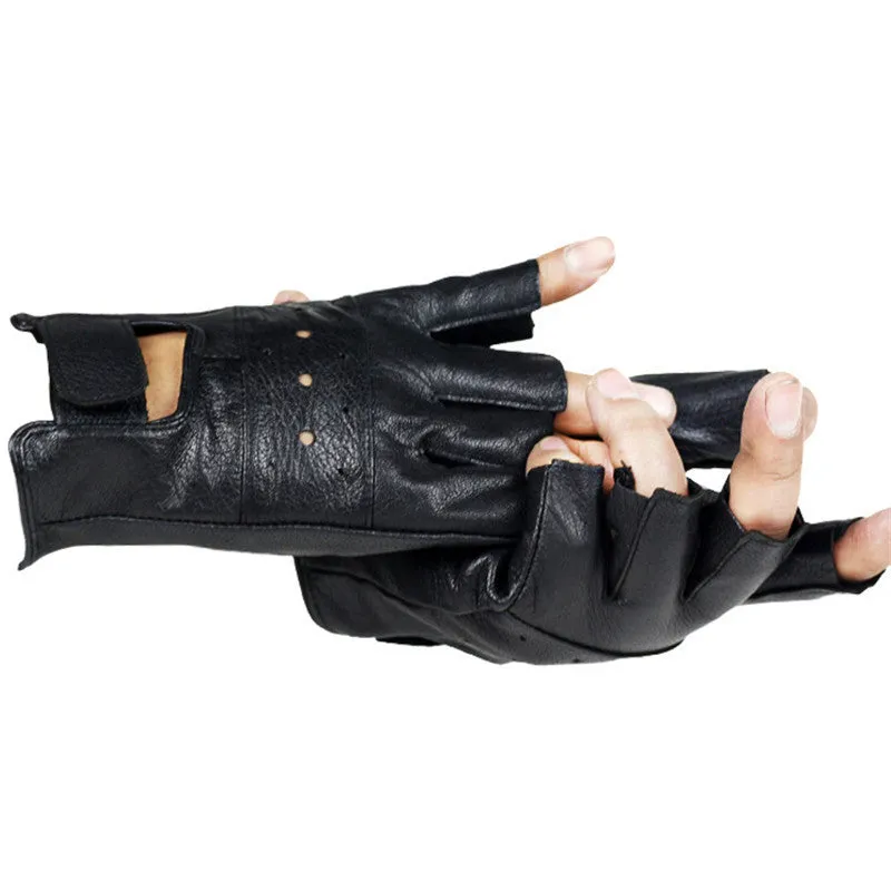 Men's Leather Fingerless Gloves For Fitness