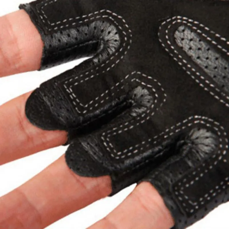 Men's Leather Fingerless Non-Slip Gloves