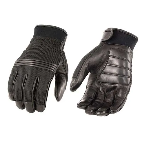 Milwaukee Leather MG7517 Men's Black Leather Mesh Gel Palm Motorcycle