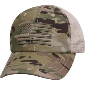 Multicam Camouflage - US Flag Military Adjustable Tactical Mesh Back Cap