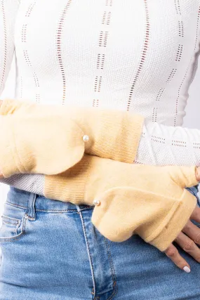 Mustard Yellow - Cashmere Fingerless Flap Gloves