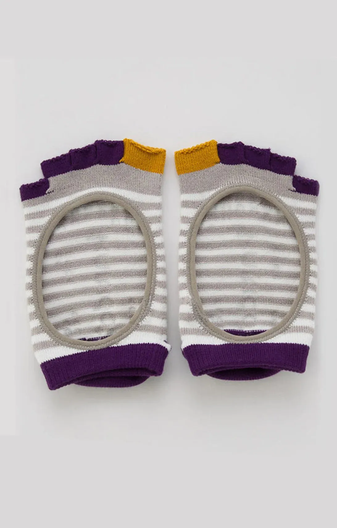 Organic Cotton Stripes Open Toe Grip Liner Socks