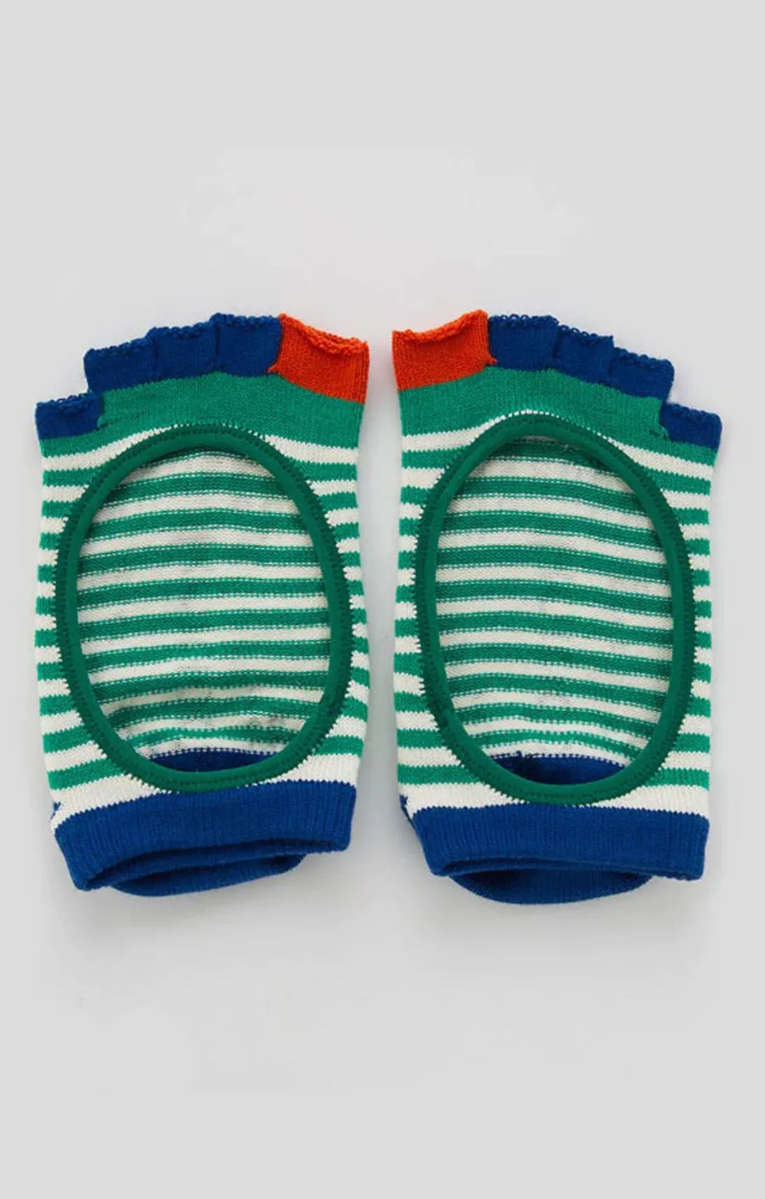 Organic Cotton Stripes Open Toe Grip Liner Socks