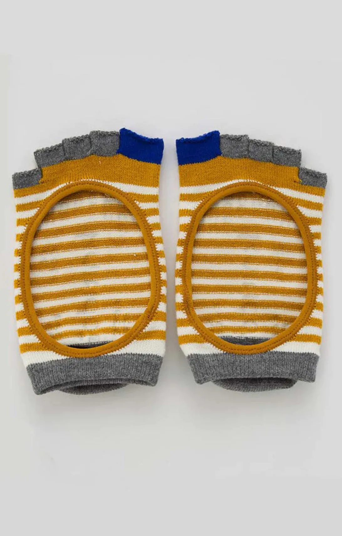 Organic Cotton Stripes Open Toe Grip Liner Socks