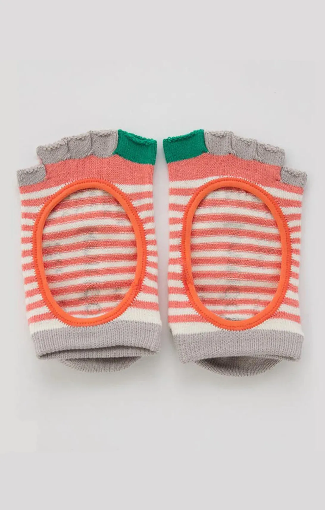 Organic Cotton Stripes Open Toe Grip Liner Socks