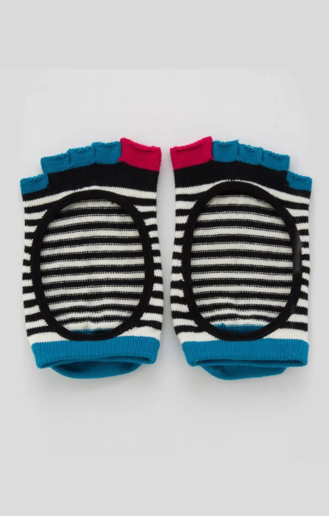 Organic Cotton Stripes Open Toe Grip Liner Socks