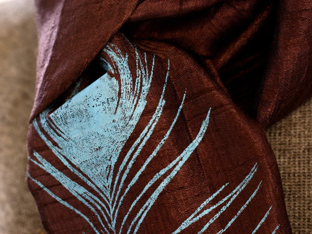 Peacock Feather Silk Scarf