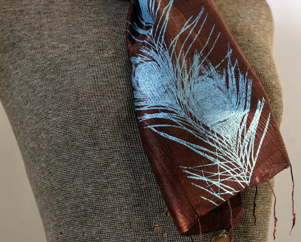 Peacock Feather Silk Scarf