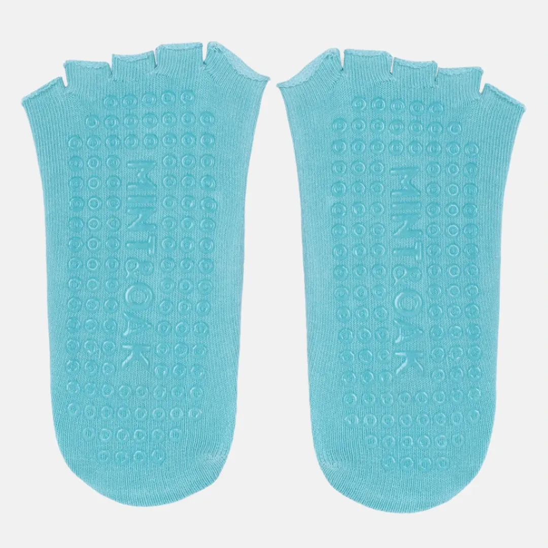 Pilates Open Toe Women's Socks Free Size -Light Blue/Black