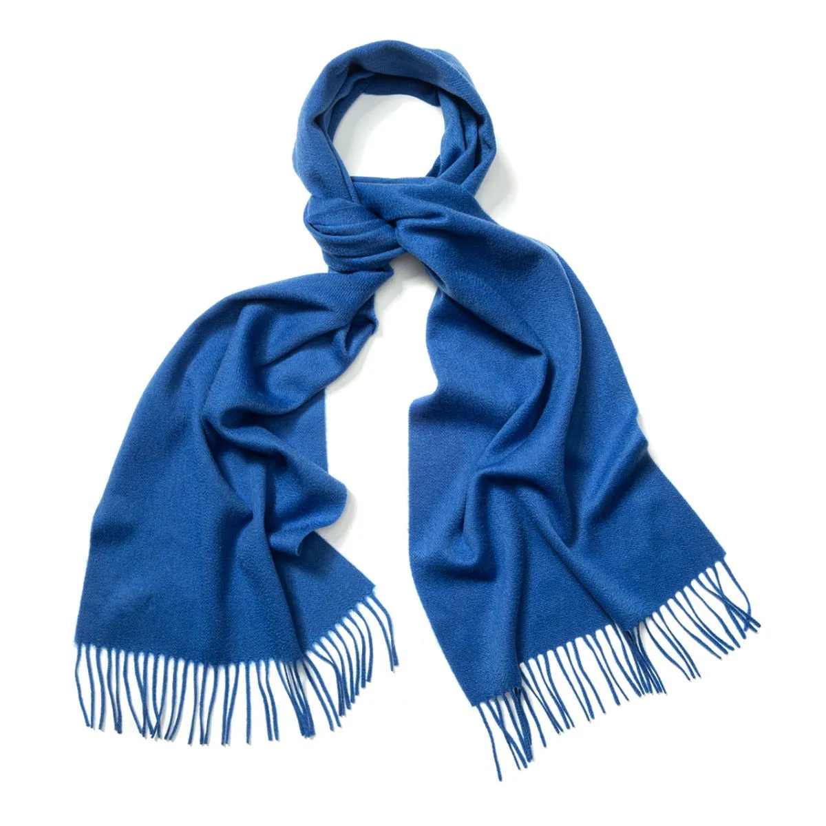 Plain Ripple Cashmere Scarf in Soft Sapphire