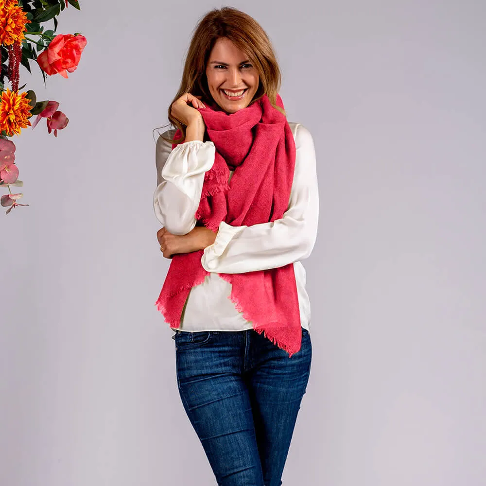 Poppy Red Gossamer Cashmere Shawl