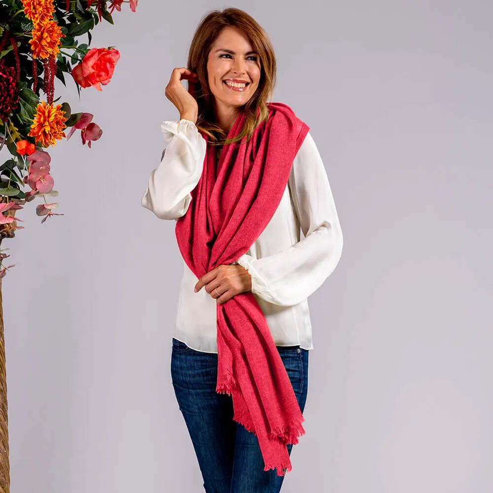 Poppy Red Gossamer Cashmere Shawl