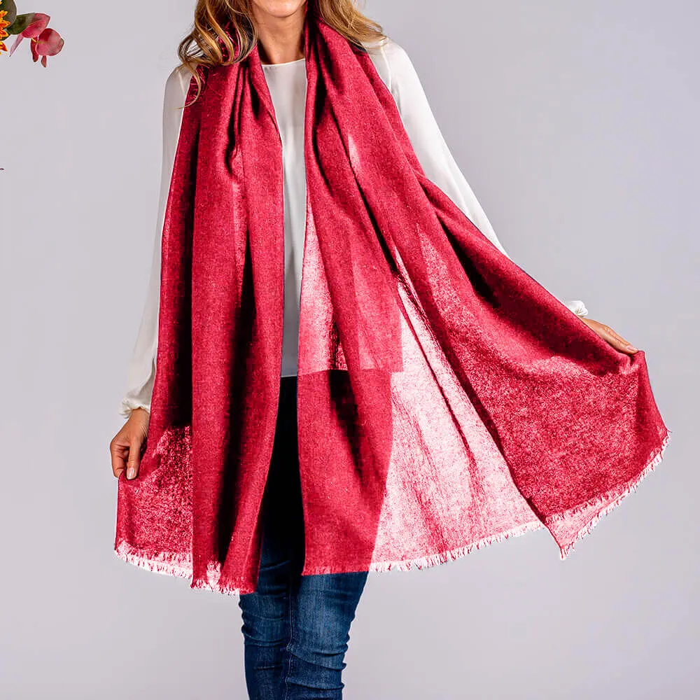 Poppy Red Gossamer Cashmere Shawl