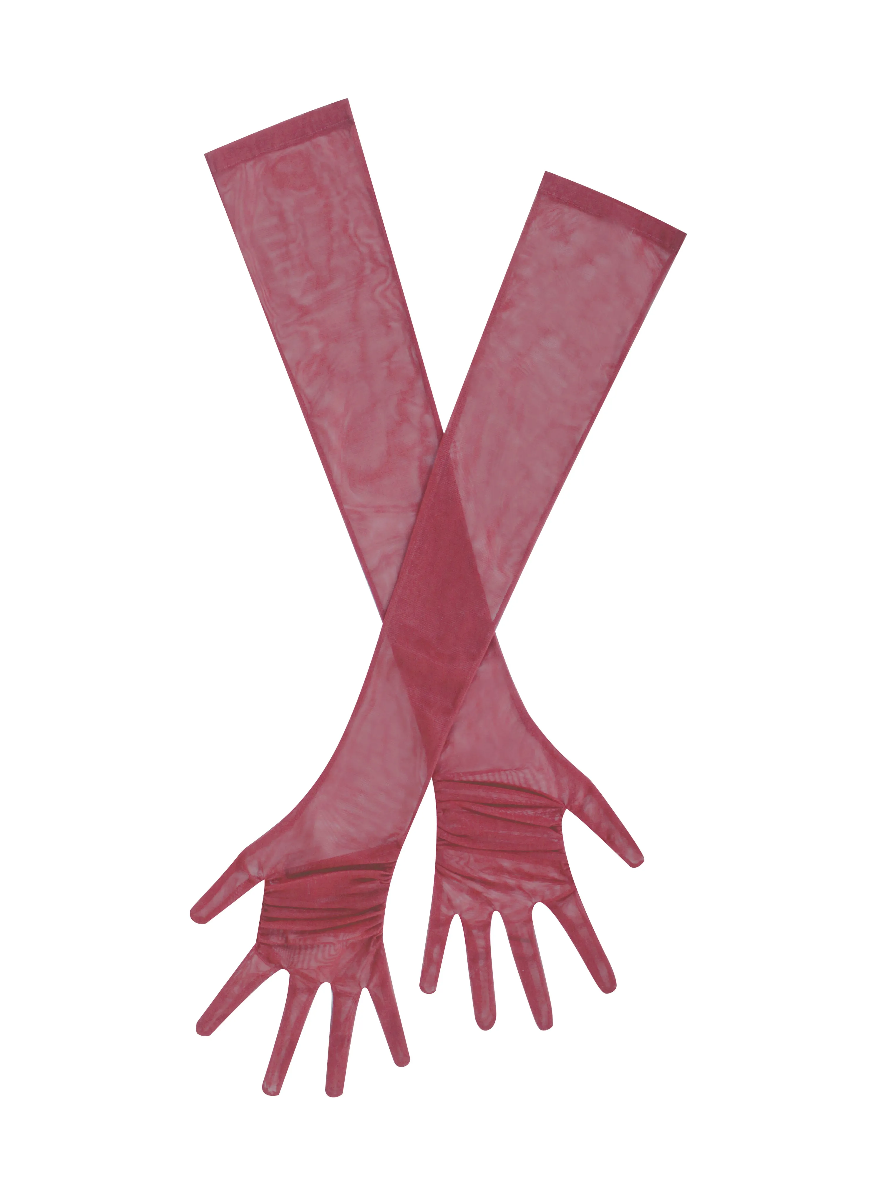 Qira Maroon Mesh Opera-length Gloves