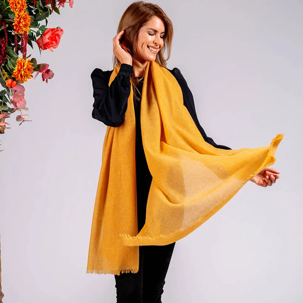 Saffron Spice Gossamer Cashmere Shawl