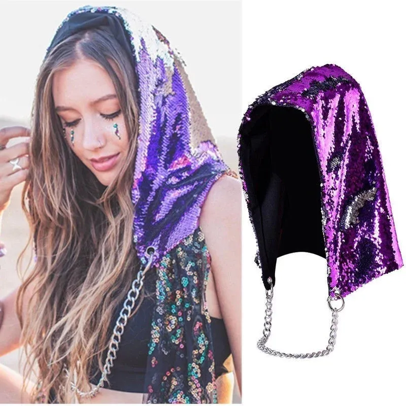 Sequin Hoods Party Rave Festival Hats