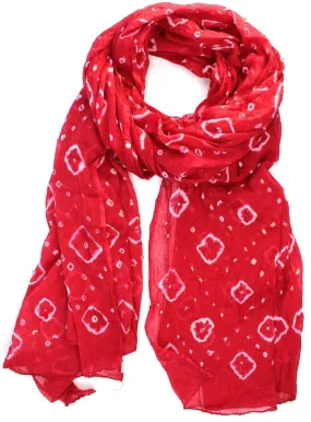 Sheer Batik Cotton Scarf in Raspberry Red