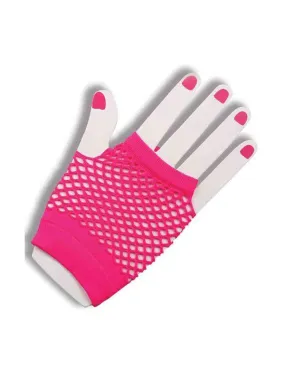 Short Fishnet Gloves - Hot Pink