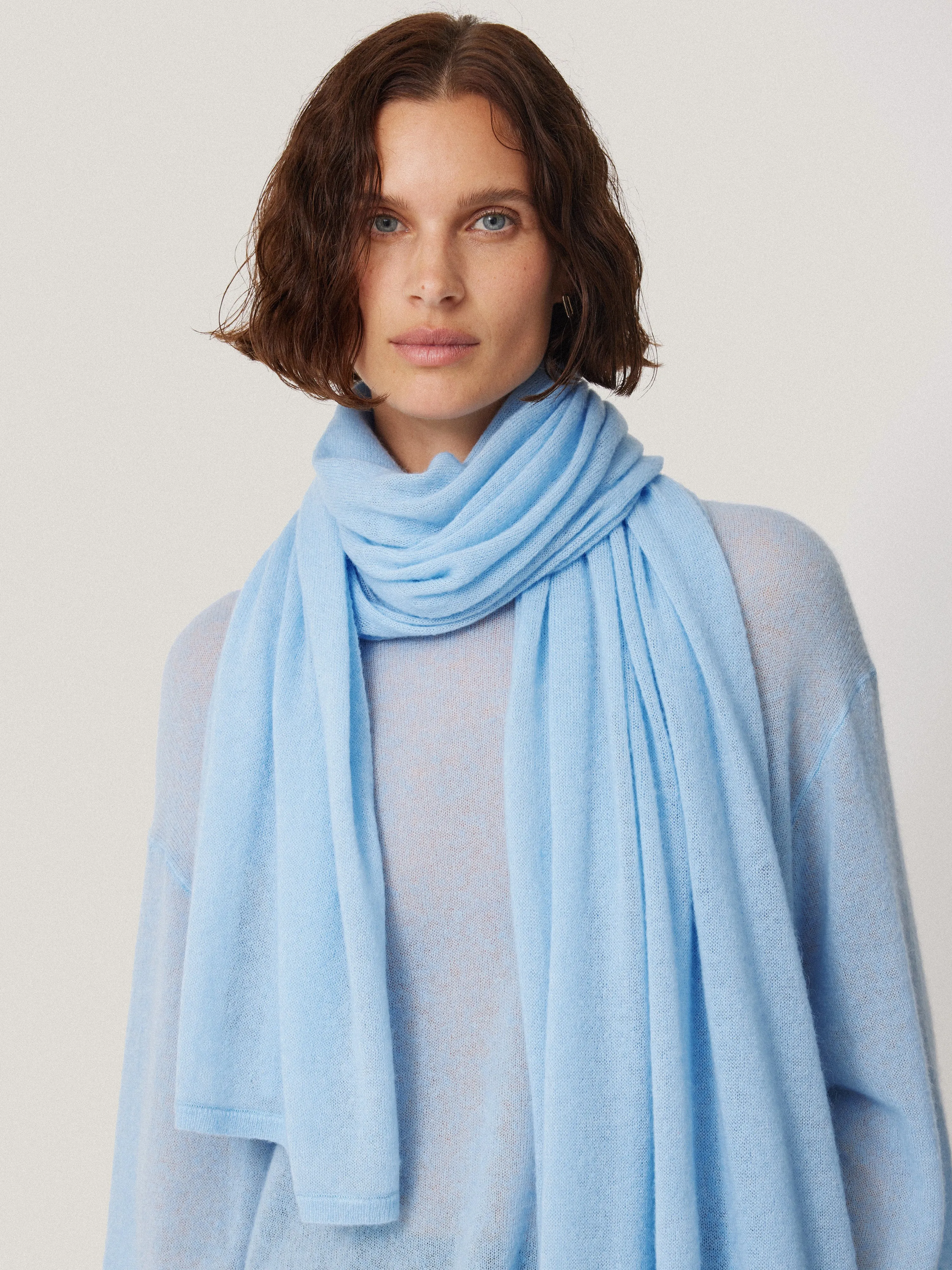 Soft Gauzy Knit Scarf | Blue