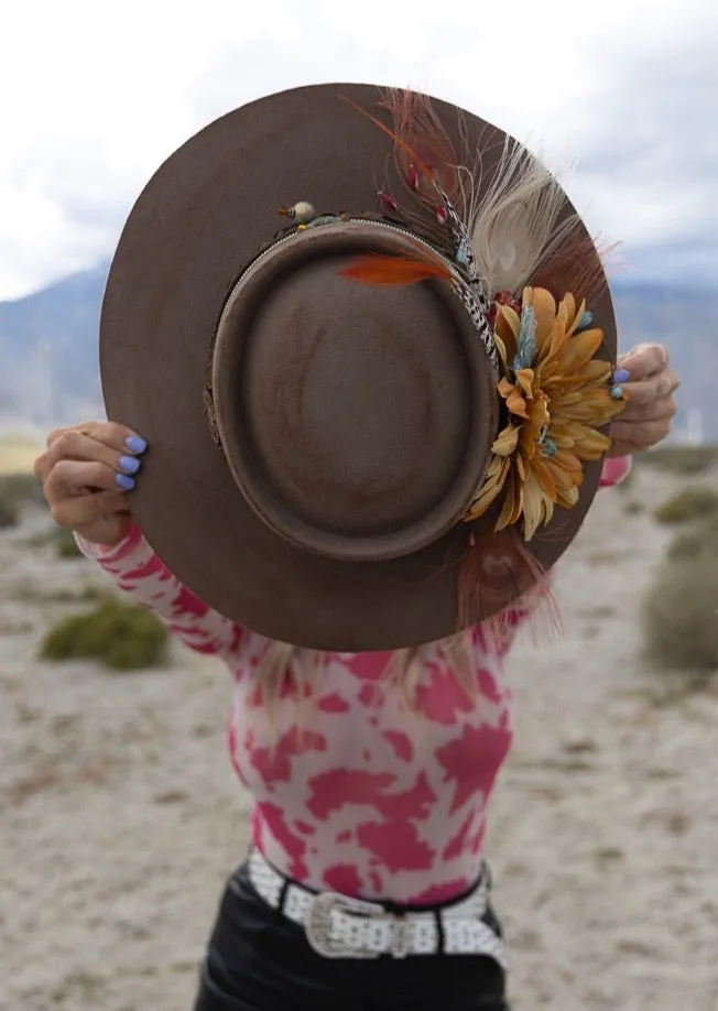 Sunflower Dreams: One-of-a-Kind Boho Hat by Sherri Baldy