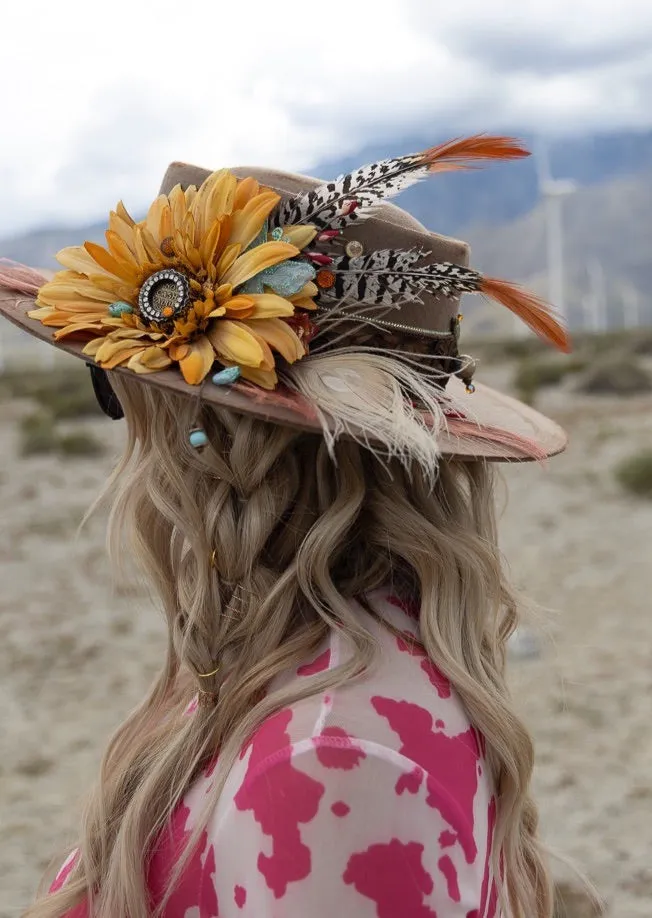 Sunflower Dreams: One-of-a-Kind Boho Hat by Sherri Baldy