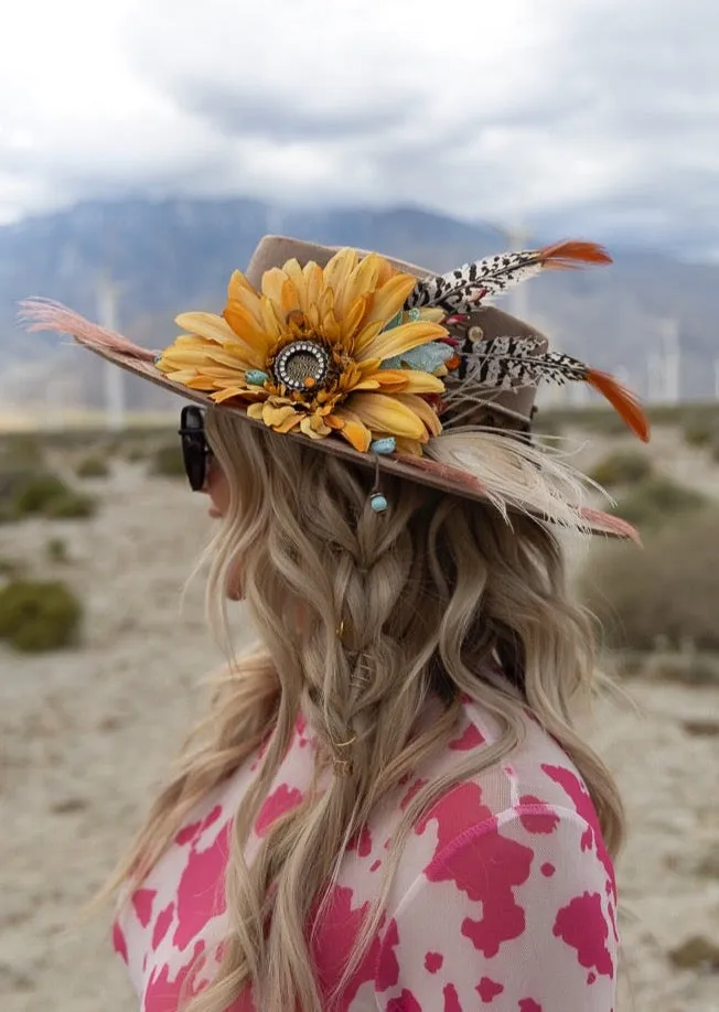 Sunflower Dreams: One-of-a-Kind Boho Hat by Sherri Baldy