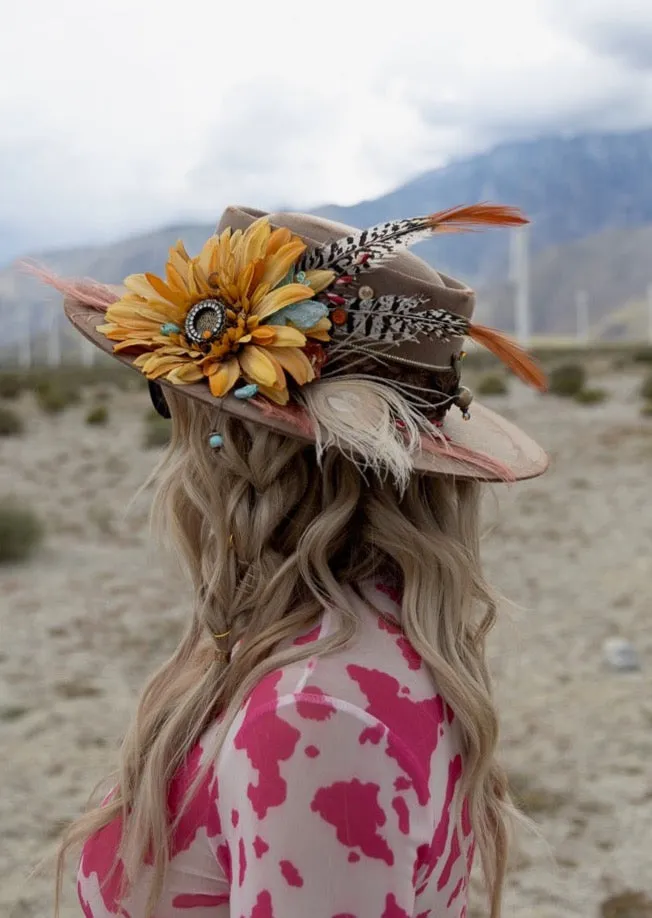 Sunflower Dreams: One-of-a-Kind Boho Hat by Sherri Baldy