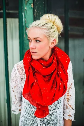 Sunset Red Batik Cotton Scarf from Kathmandu