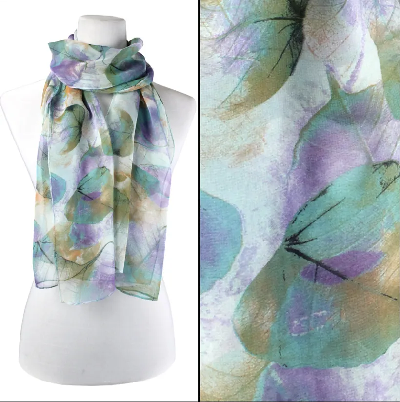 Teal Leaves Silky scarf