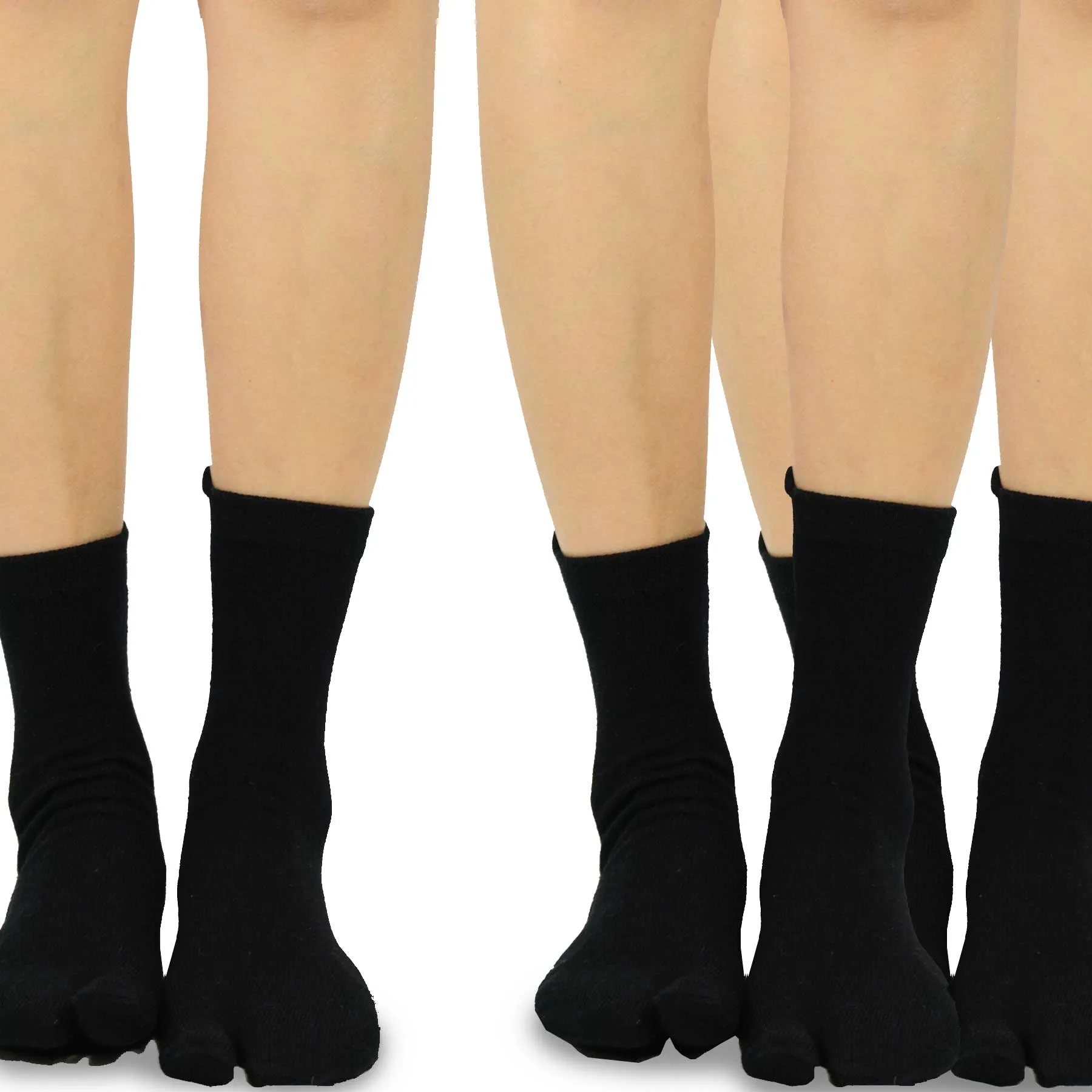 TeeHee Socks Unisex Casual Cotton Big Toe Black 3-Pack (11708)