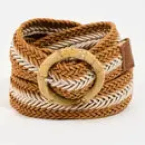 Two Tone Striped Braided Belt