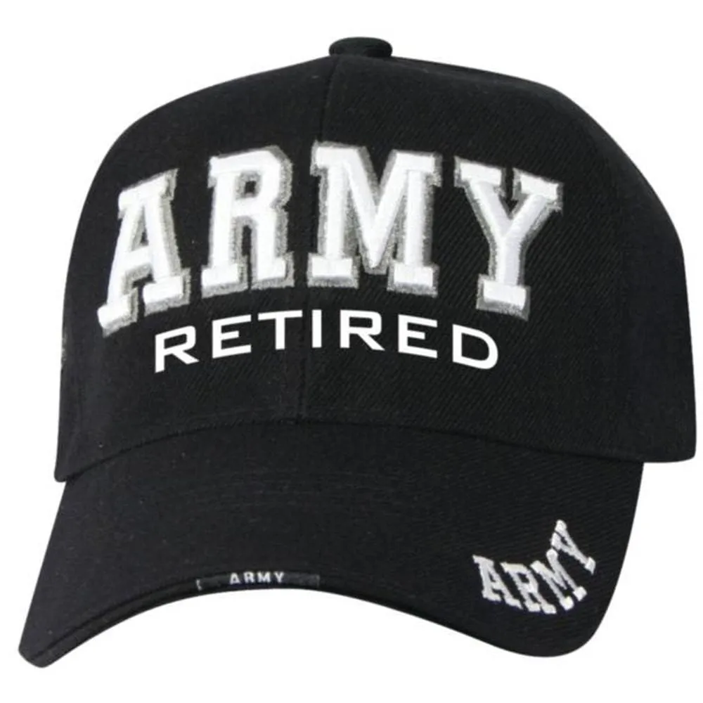 U.S. ARMY RETIRED Embroidered 3D Foam Black Ball Cap